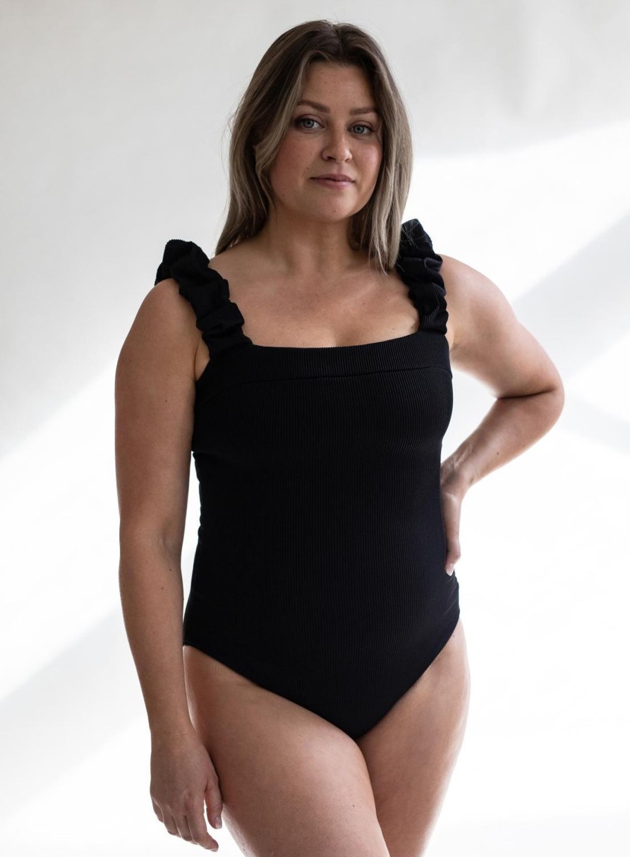 Vaatteet GAUHAR Helsinki | Swimsuit With Ruffle, Black