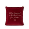 Joulu Lexington Company | Merry Little Organic Cotton Velvet Pillow Cover 50X50, Red/Beige