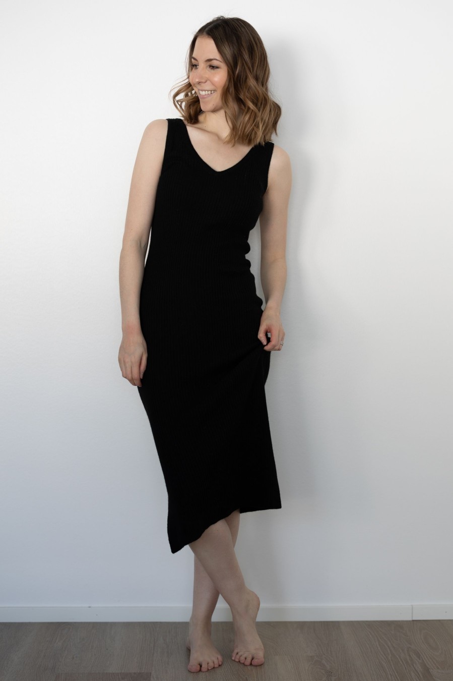 Vaatteet Davida | Midi Ribbed Dress, Black
